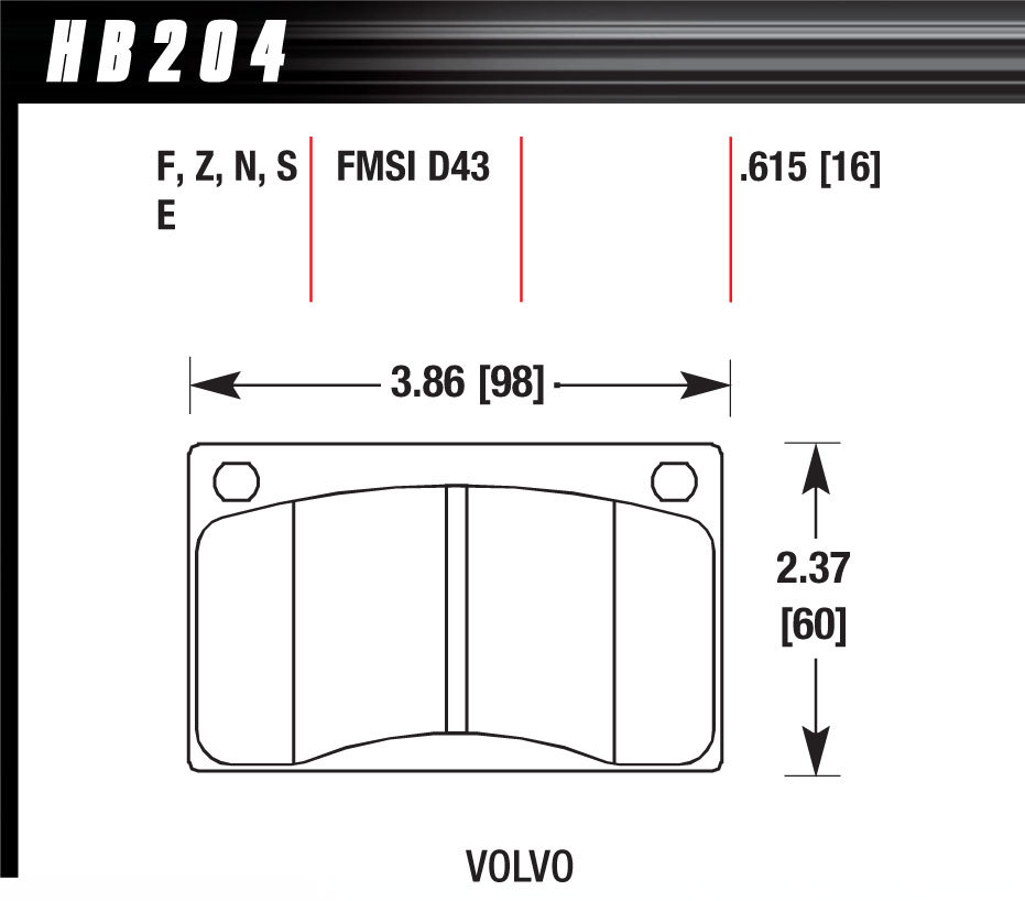 HAWHB204N615 Brake Pads Volvo Front HP Plus