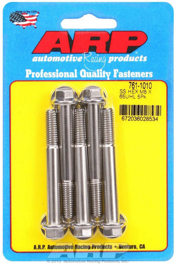 6 Point Stainless Steel Bolt Kit, 8 x 1.25 x 65 mm - Pack of 5