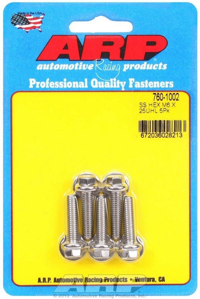 760-1002 6 mm x 1 in. 6 Point Stainless Steel Bolt Kit - Pack of 5