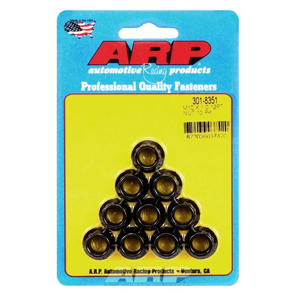 301-8351 M10 x 1.00 mm Chrome Plated Black Metric 12 Point Flange Nut - 10 Piece