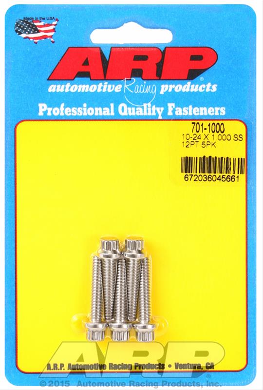 701-1000 10-24 x 1 in. 12 Point Stainless Steel Bolts - Pack of 5