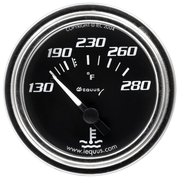 Equus EQUE7232 2.0 in. dia. Water Temperature Gauge, Chrome - 130-280 deg Fahrenheit