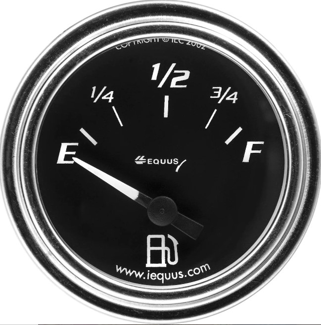 2 in. Dia. Fuel Level Gauge, Chrome