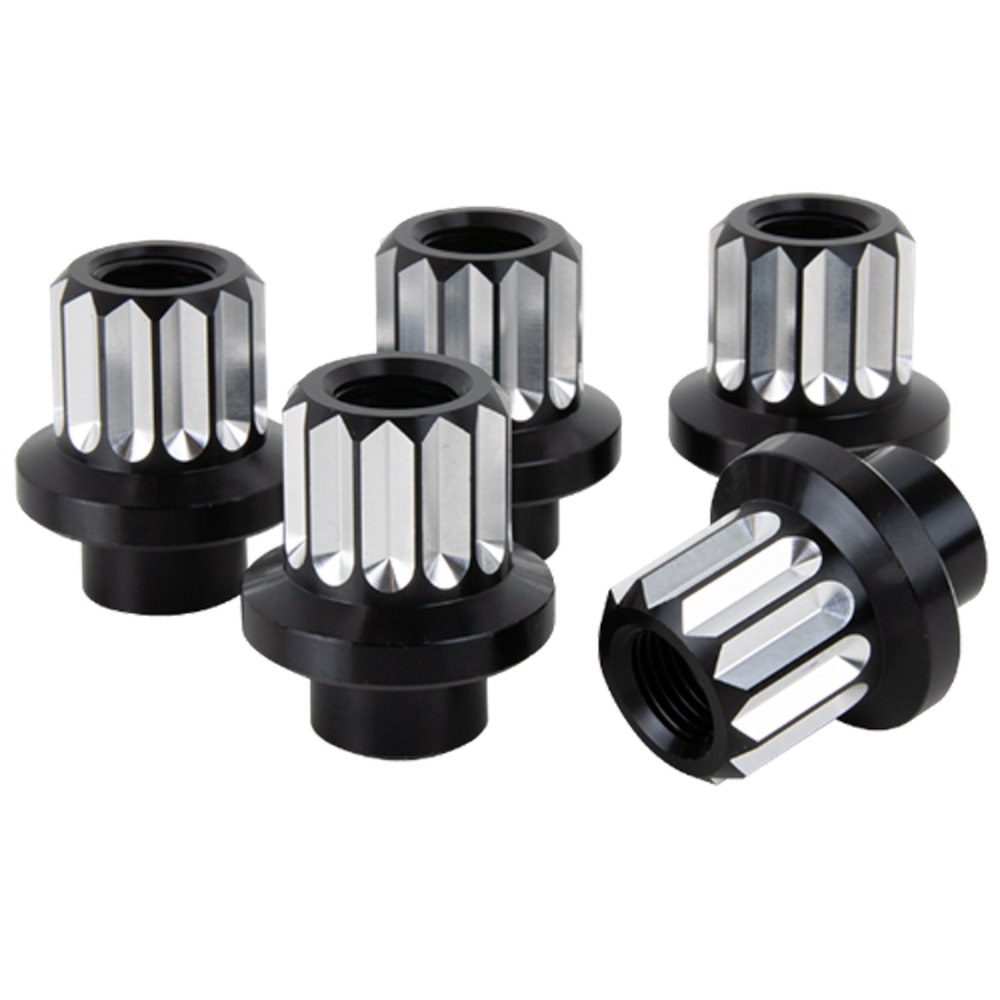 0.5-20 x 0.75 in. Aluminum Race Lug Nuts, Black Anodized - Pack of 5