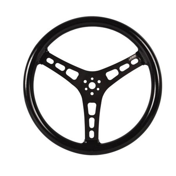 JOE13535-CB 15 in. Flat Rubber Coated Steering Wheel, Black