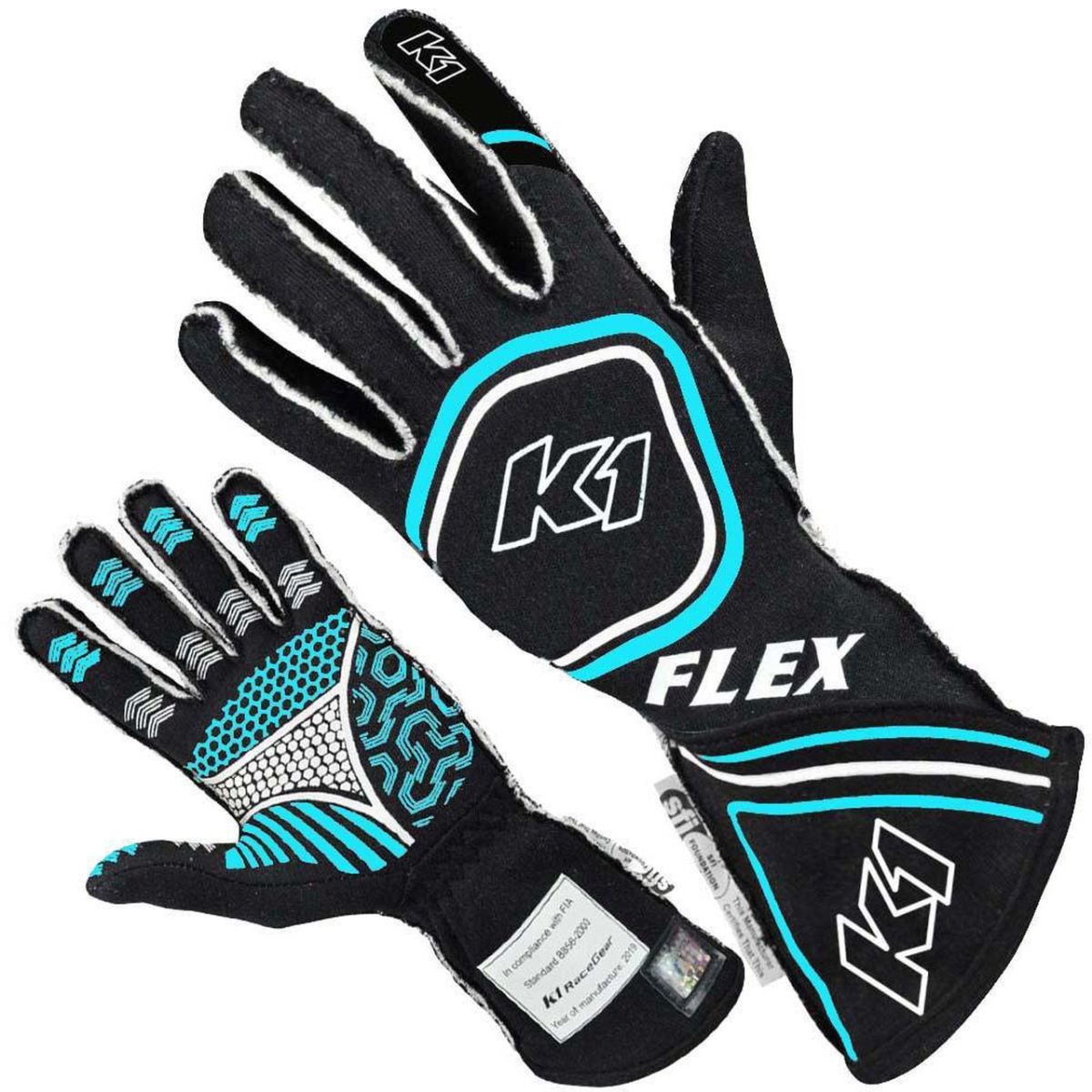 Flex Nomex Drivers Gloves, Black & Flo Blue - Large