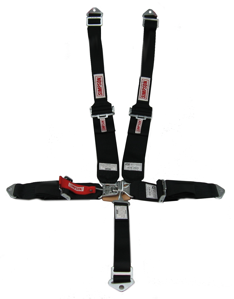 Black 5 Point Latch & Link Pull Up Adjust Bolt-On & Wrap Around Harness