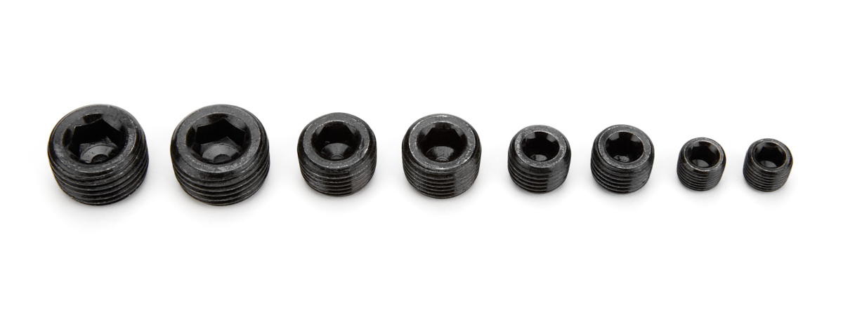 Pipe Plugs Allen Head Black - 8 Piece