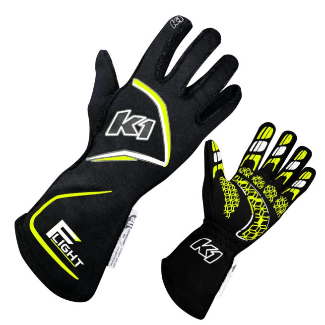 Flight Gloves, Black & Fluorescent Yellow - Large