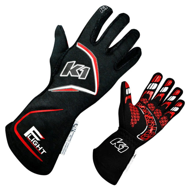 Flight Gloves, Black & Red - Large