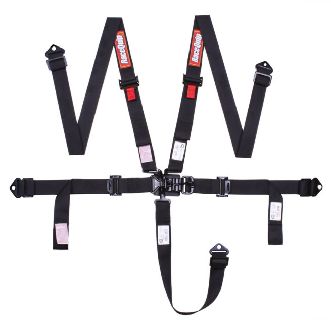 RQP811001 2 in. SFI 16.1 5 Point L&L Pull Down Lap Harness, Black