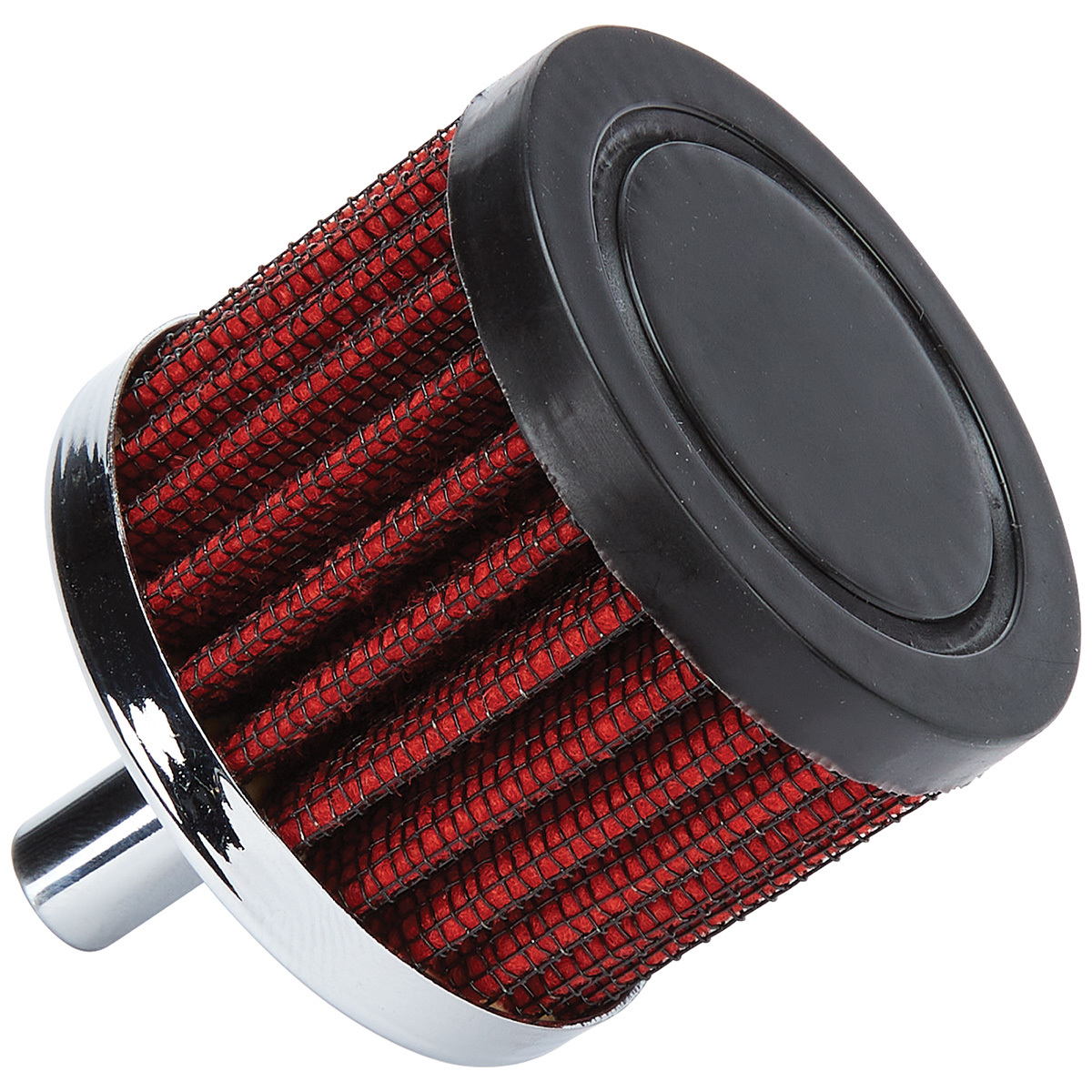 0.37 in. Breather Round Element Filter, Black, Chrome & Red
