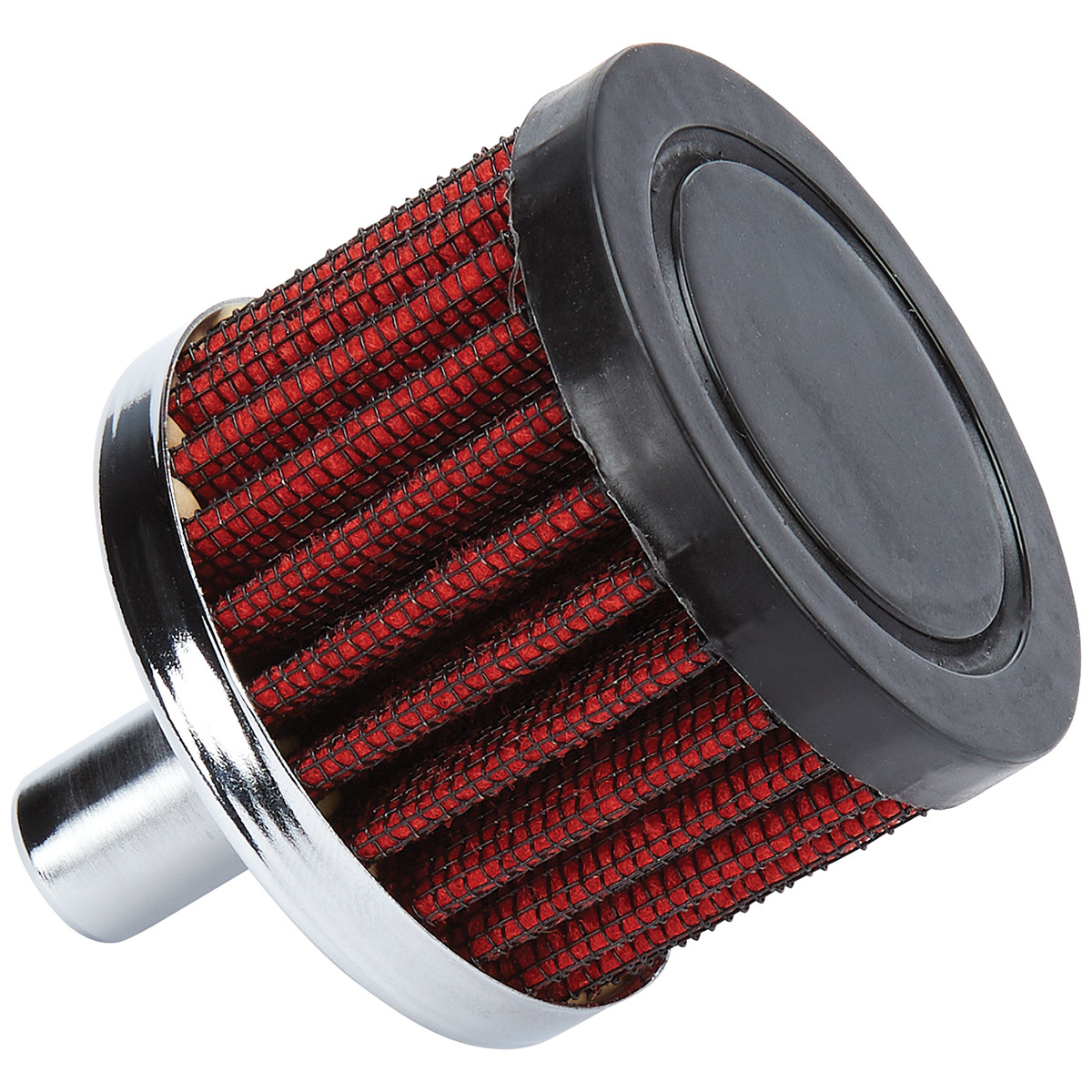 0.5 in. Breather Round Element Filter, Black, Chrome & Red