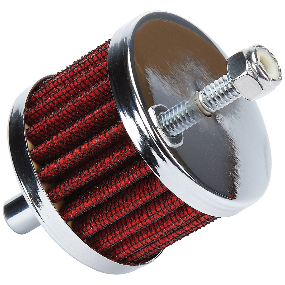 0.37 in. Breather Round Element Filter with Mounting Stud, Black, Chrome & Red