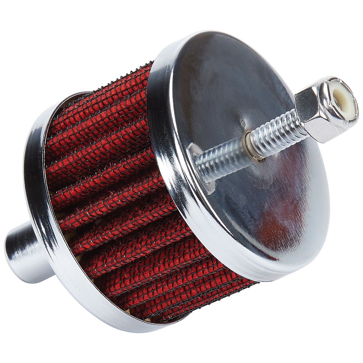 0.5 in. Breather Round Element Filter with Mounting Stud, Black, Chrome & Red