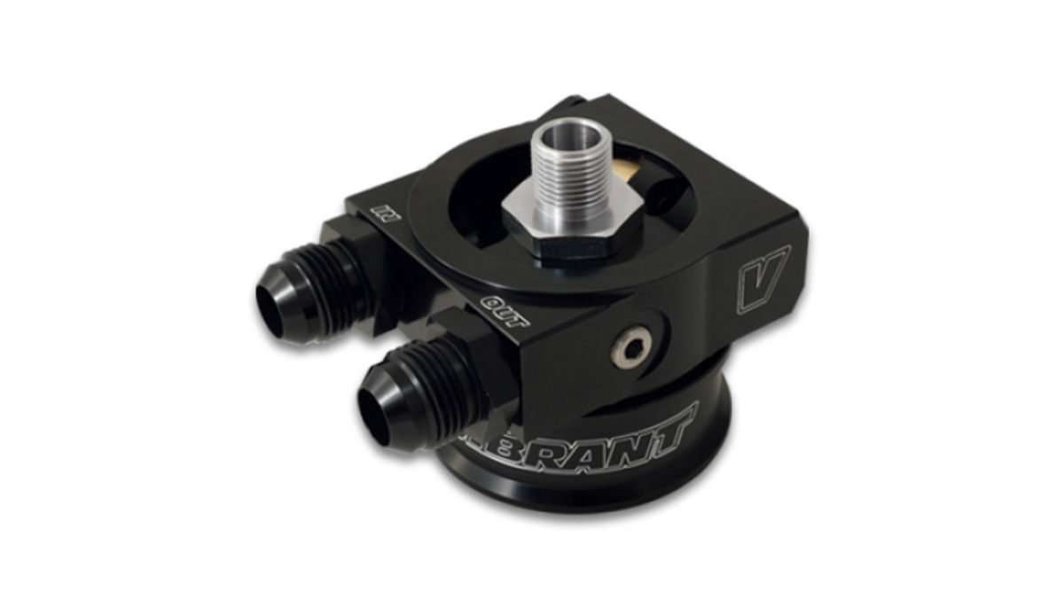 Universal Thermostatic Oil Cooler Sandwich Adapter - Black Anodized