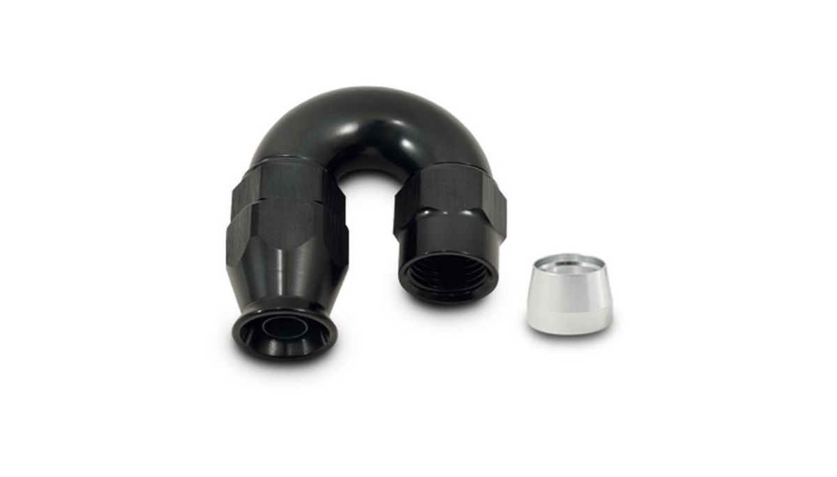 180 deg Black Anodized Hose Fitting for PTFE Lined Hose