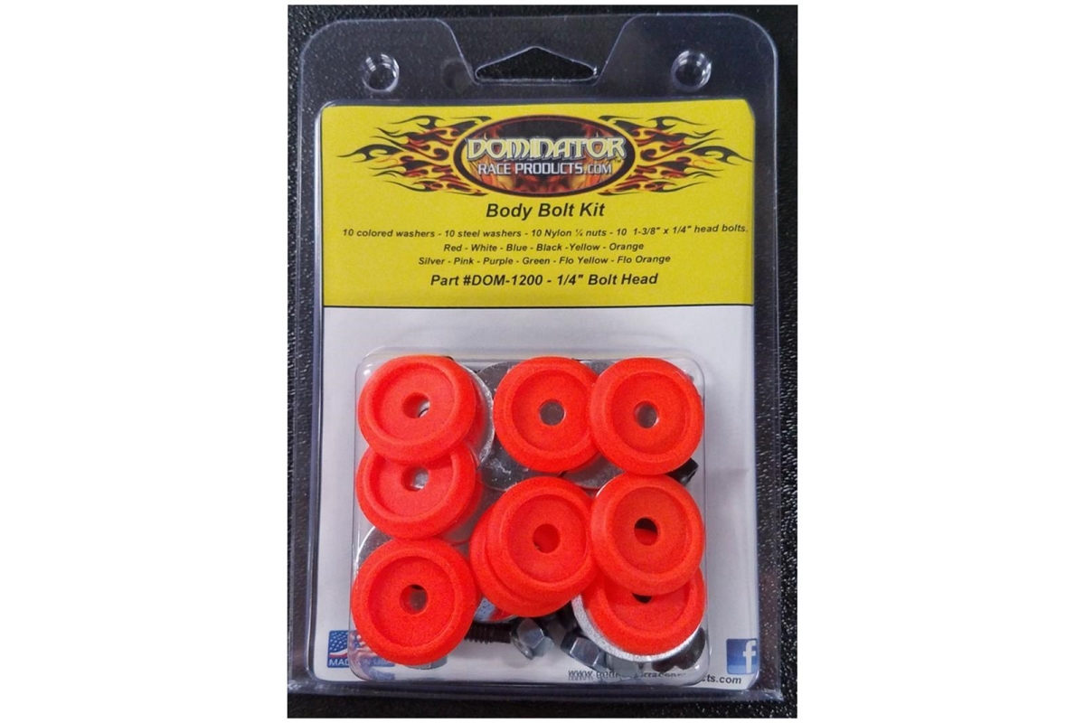 DOM1200-B-FLO-OR Hex Head Body Bolt Kit, Fluorescent Orange