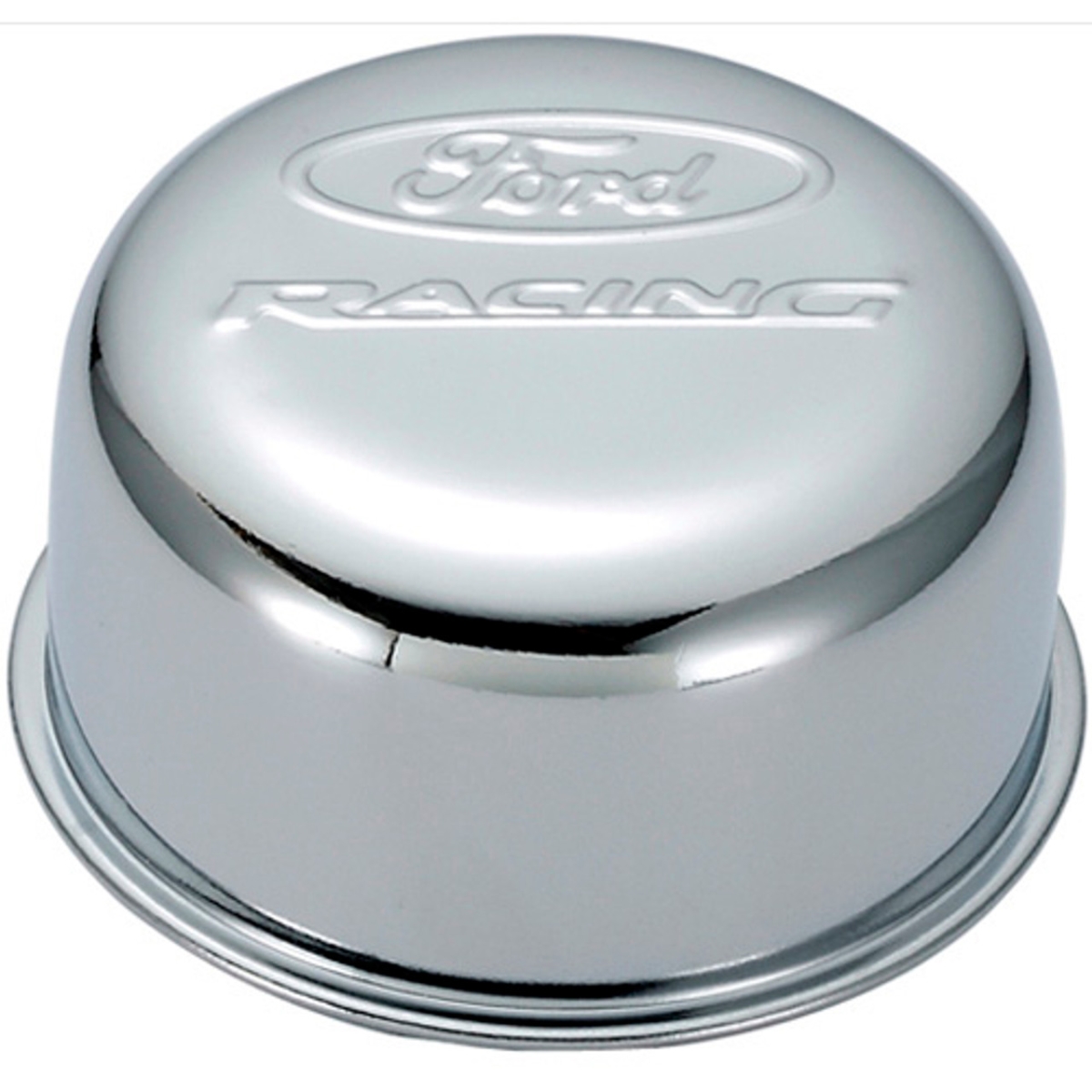 3 in. Dia. Chrome Steel Round Breather Cap with Racing Logo