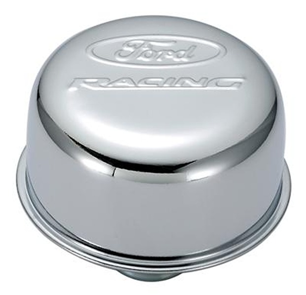 FRD302-215 Steel Breather with  Racing Logo, Chrome