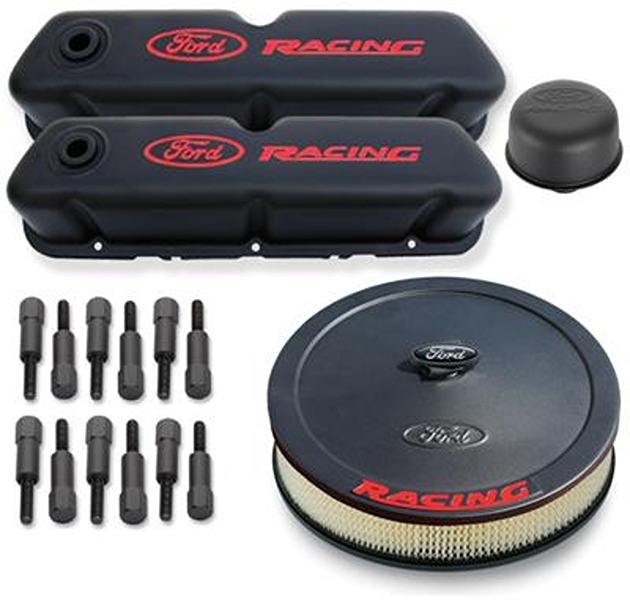 FRD302-500 Engine Dress up Kit with  Racing Logo, Black