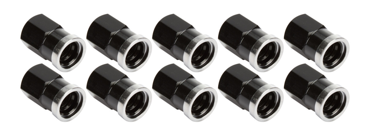 0.38 - 16 in. QC Cover Short Nuts - Black - Pack of 10
