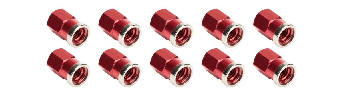 Short QC Cover Nuts, Red - Pack of 10