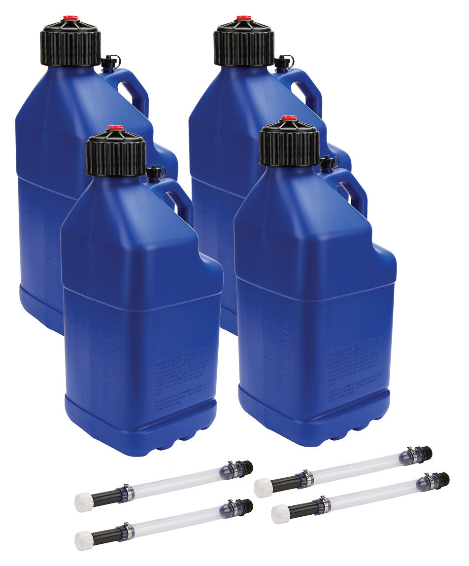 5 gal Utility Jug with Filler Hose, Blue - Pack of 4
