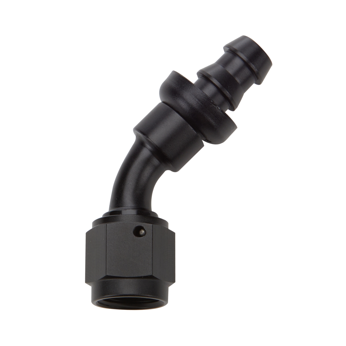 10AN 45 deg Elbow Pushlock Hose End, Black Anodized
