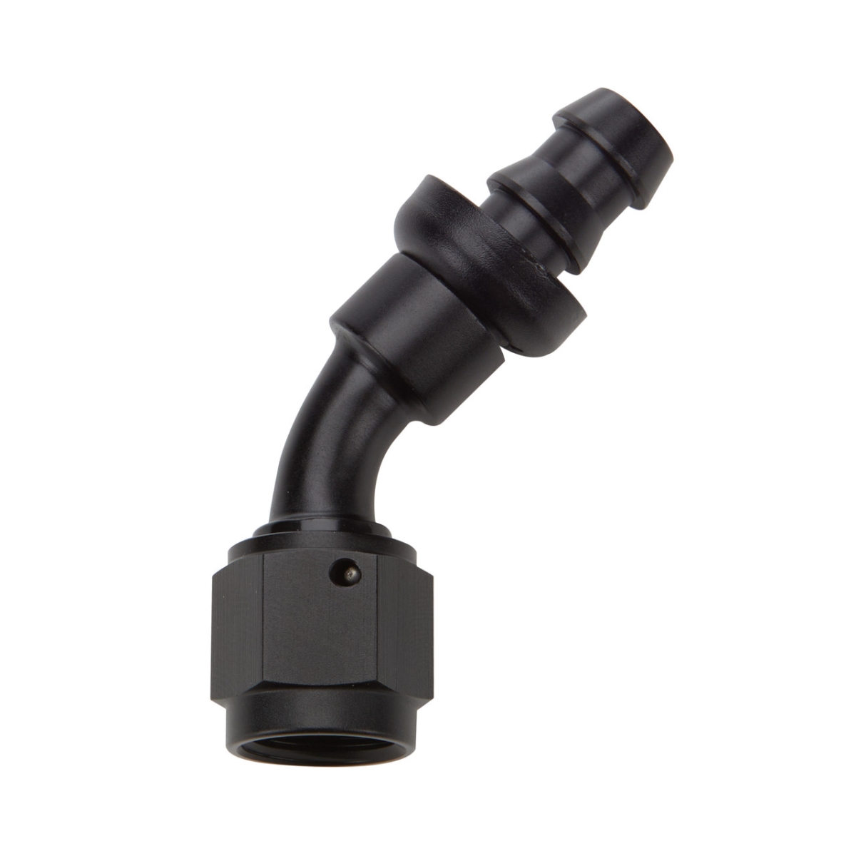 12 AN 45 deg Elbow Pushlock Black Hose End Fitting