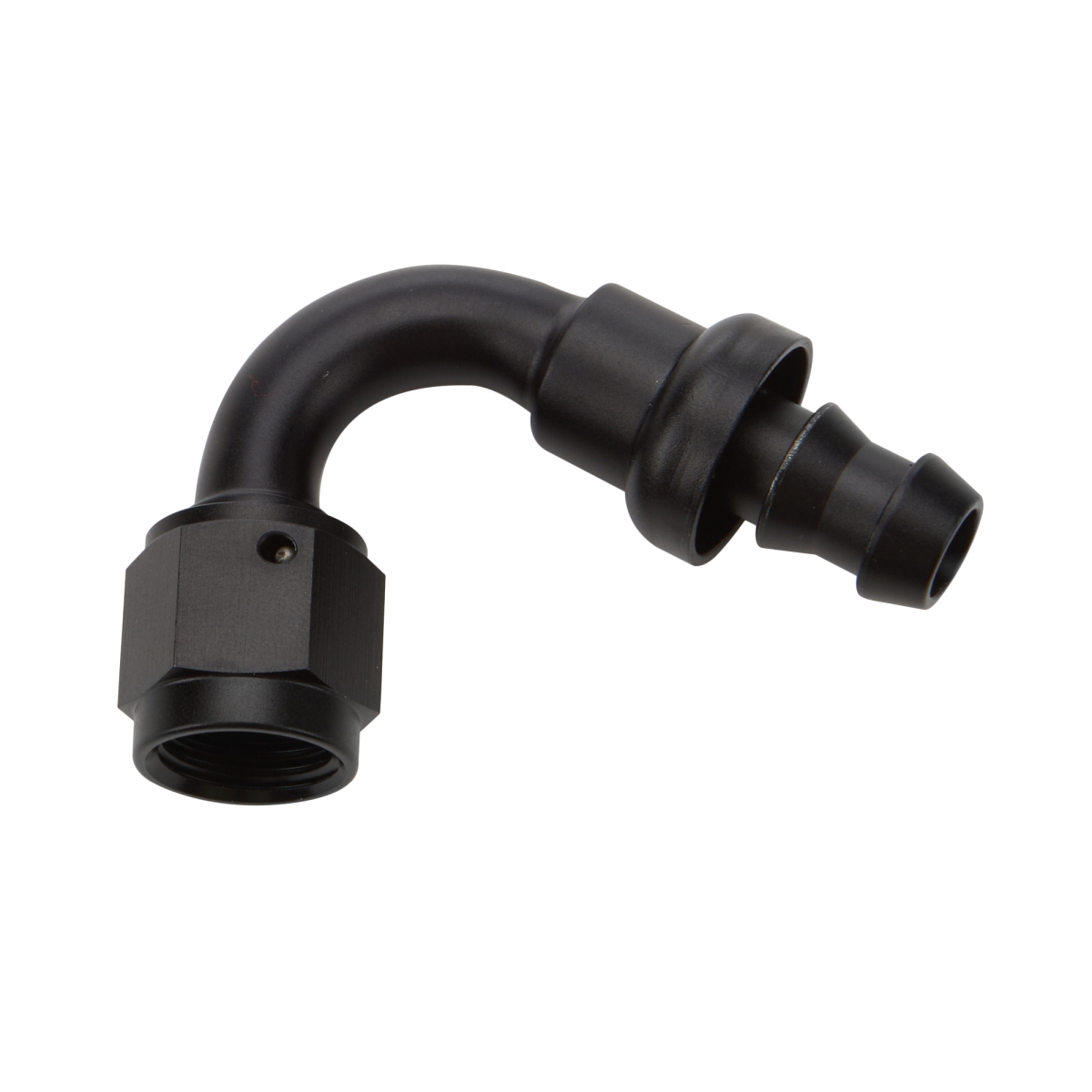 ALL49466 -16AN 120 deg Elbow Pushlock Hose End, Black Anodized