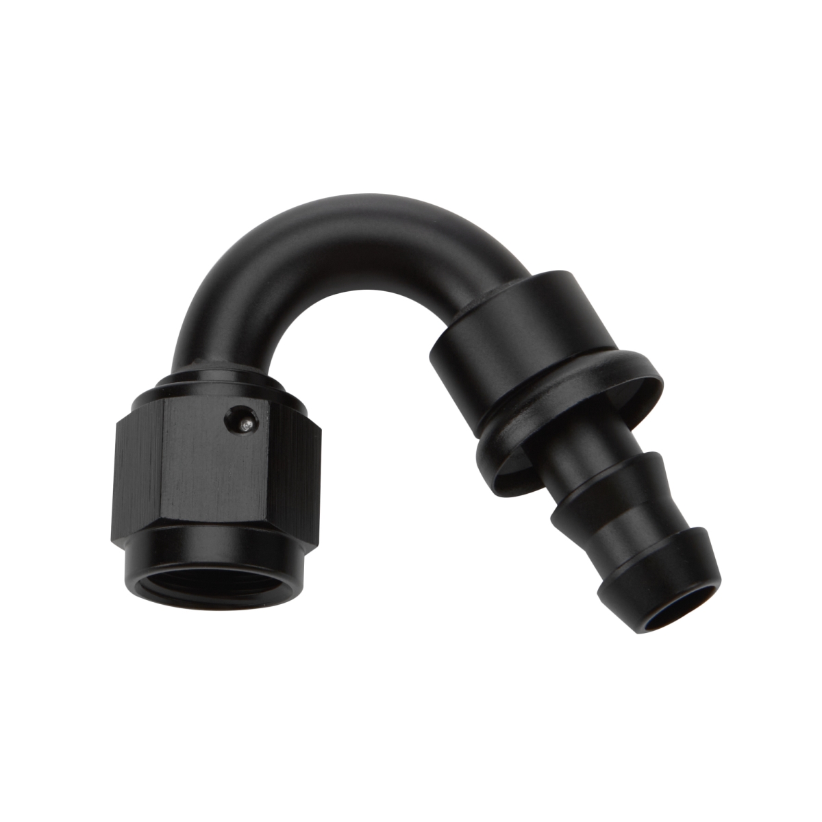 12AN 150 deg Elbow Pushlock Hose End - Black Anodized