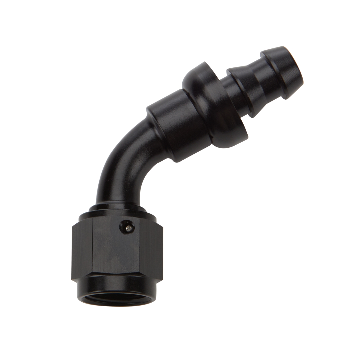 ALL49445 -12AN 60 deg Elbow Pushlock Hose End, Black Anodized