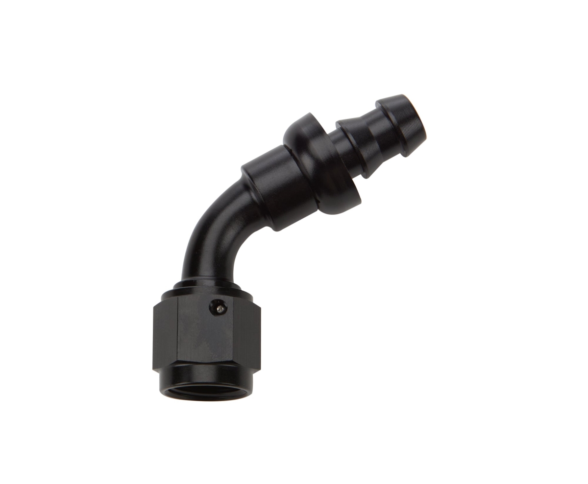 ALL49442 -6AN 60 deg Elbow Pushlock Hose End, Black Anodized