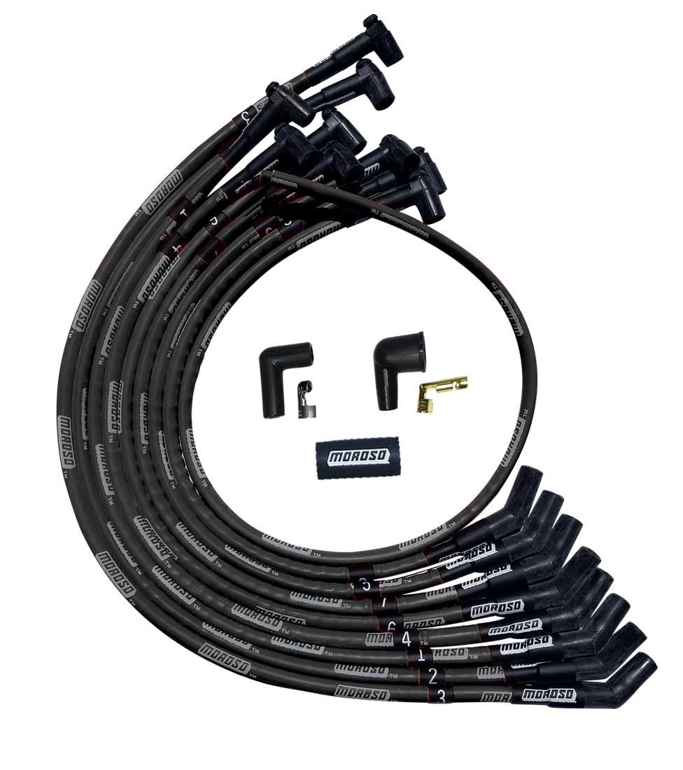 Moroso MOR51527 Ultra Plug Wire Set with SBC Over Valve Cover - Black