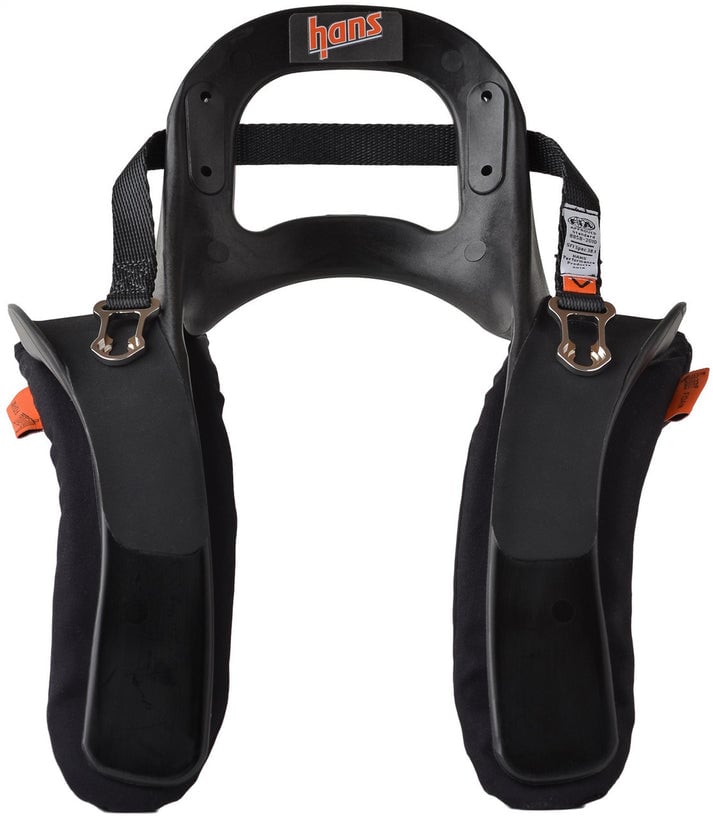 HANDK16217411SFI 20 deg Plastic Head & Neck Support -  III - SFI 38.1 - Quick Click Tether - Helmet Anchor, Black
