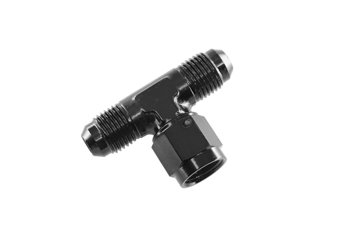 RHP827-10-2 10AN Tee Fitting with Female Swivel on Branch, Black