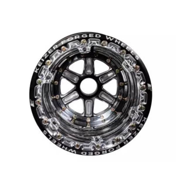 KAW15177SPFBL 15 x 17 in. Outer Bead Lock 7 in. Backspace Aluminum Wheel Splined, Black