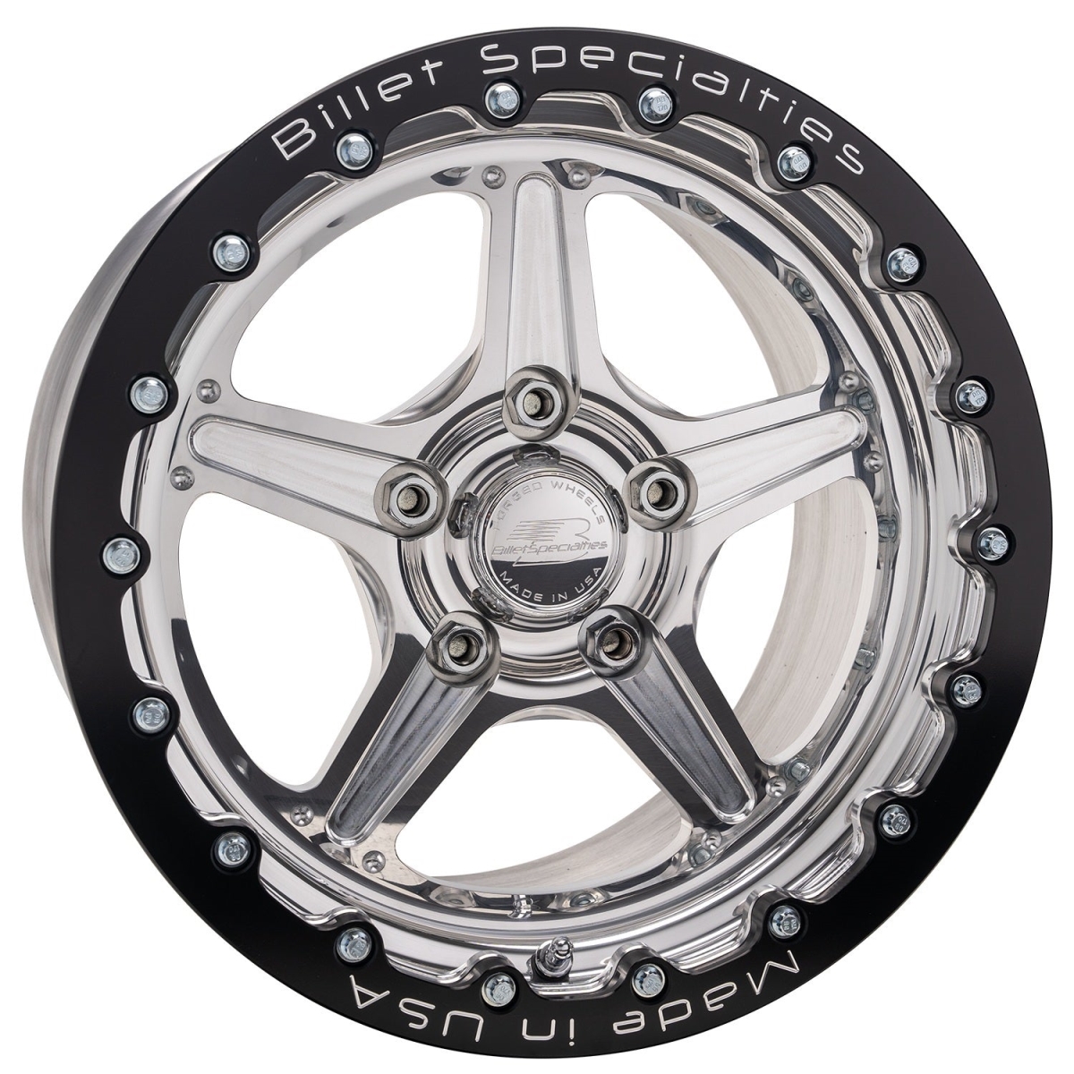 BSPRSB23515L6165 15 x 15 in. Street Lite Wheel - 5 x 4.75 in. Bolt Pattern - 6.5 in. Backspace - Beadlock - Polished & Machined Center