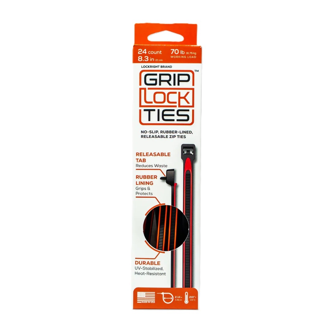 GLTG8-BKRD-X24 8 in. Long Rubber Lined Zip Cable Ties, Red & Black - Pack of 24