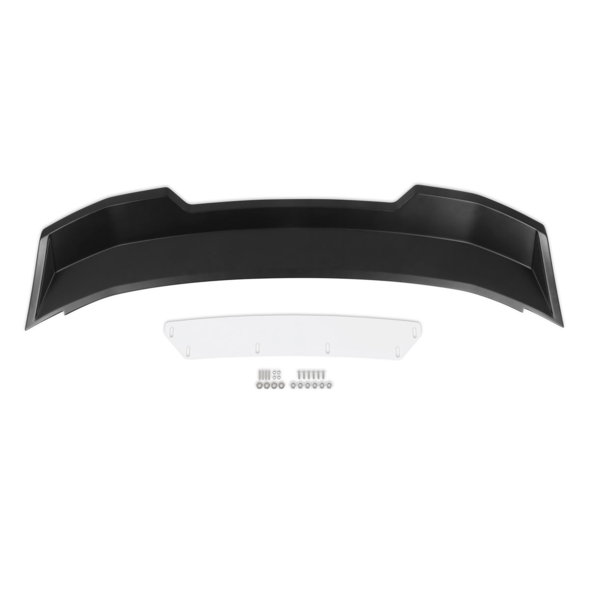 DRADR3Z-6344210-A Rear Bolt-On Plastic Spoiler Wicker Bill with Adjustable Polycarbonate Flap for 2010-2014 Ford Mustang - Satin Black