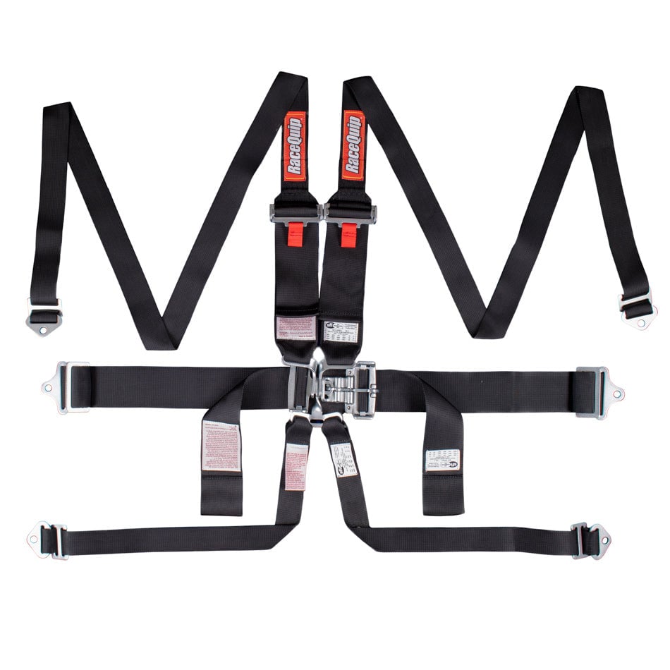 RQP718008 HNR & HANS 6-Point Latch & Link Harness with SFI 16.1 Pull Down Adjust - Bolt-In Wrap Around - Black