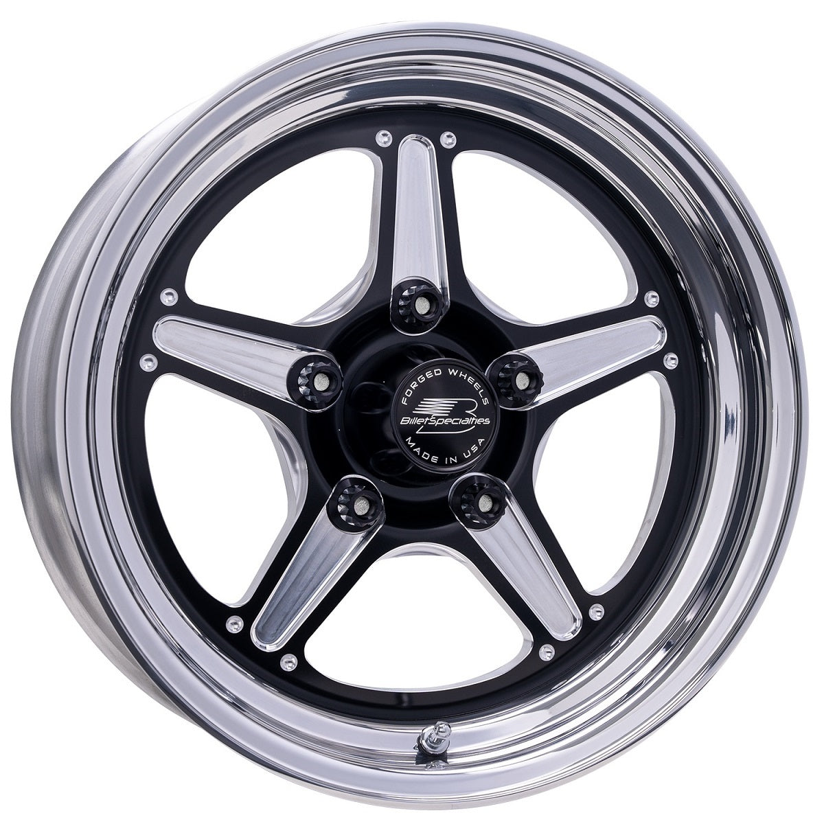 BSPBRS23580L6555 15 x 8 in. Street Lite Wheel with 5.500 in. Backspace & 5 x 4.50 in. Bolt Pattern - Black Anodized & Polished