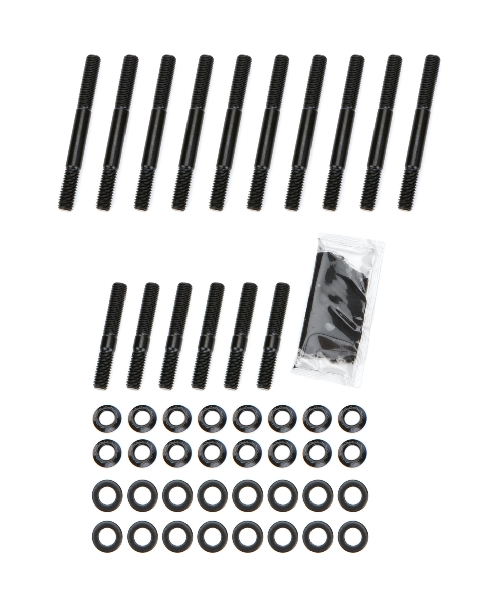 PRW Industries PQX1035042 12-Point Nuts & 4-Bolt Mains Chromoly Small Block Chevy Main Stud Kit for 1967-1997 GM LT1 & LT4 5.7L - Black Oxide