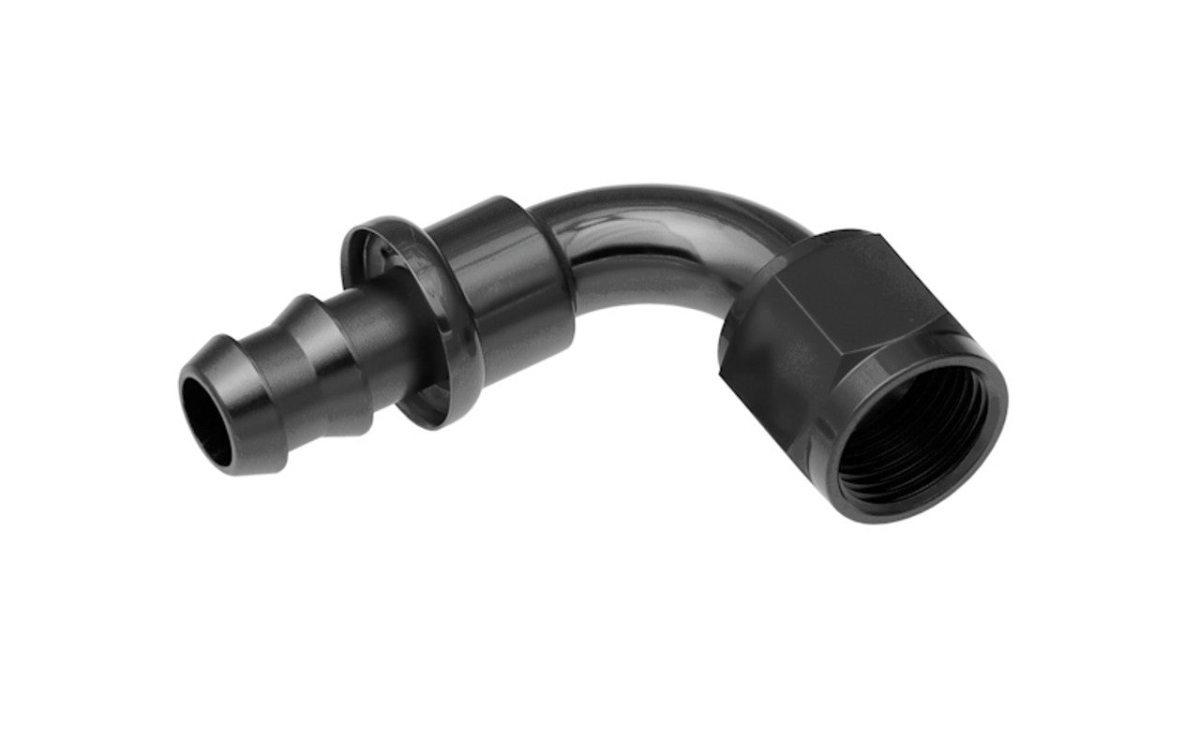 RHP2090-16-2 16AN 90 Deg Push Lock Hose, Black
