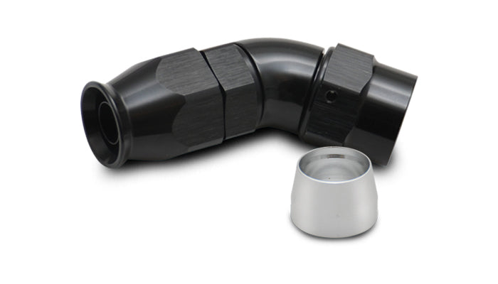 VIB28410 45 Deg High Flow Hose End Fitting, Black Anodized
