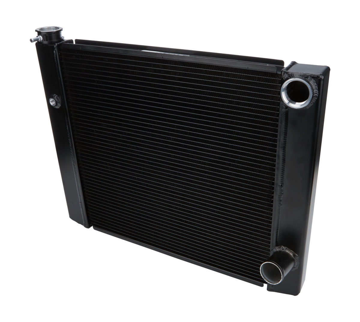 ALL30343 19 x 24 in. Aluminum Dual Pass Radiator with 1-Row & Lightweight Passenger Side Inlet & Outlet - Black