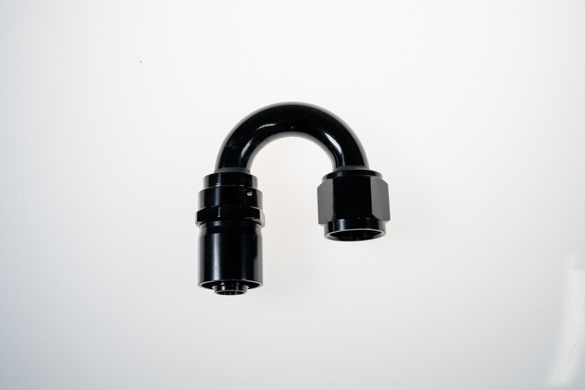 RHP7182-08-2 8AN 180 Deg Crimp Hose End, Black