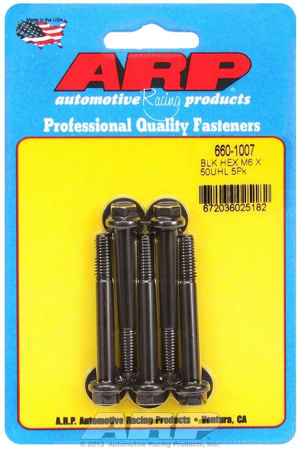 660-1007 M6 x 1.00 x 50 mm Chromoly 6-Point Universal Head Bolt Kit, Black Oxide - Set of 5