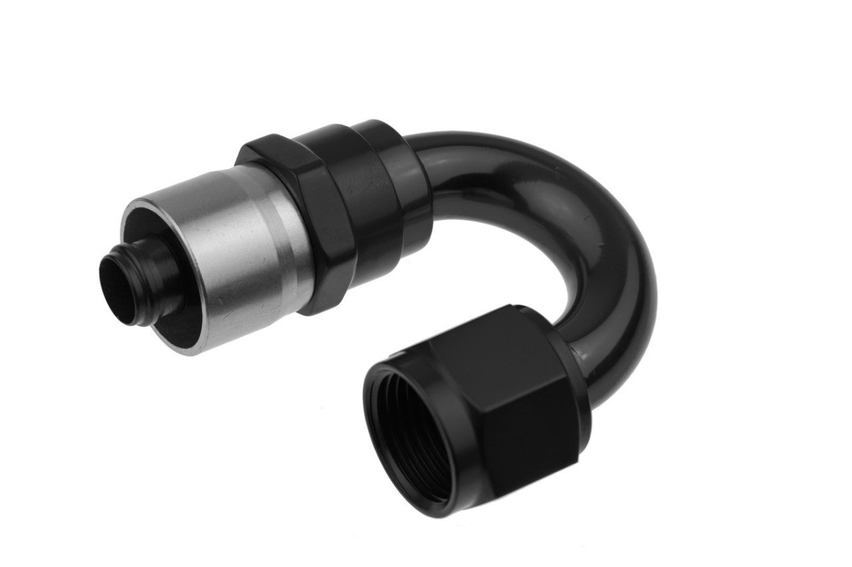 RHP7180-06-2 6AN 180 Deg Crimp Style Hose End, Black